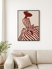 Striped Silhouette Fashion Wall Art Print - black framed