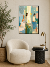 Modern Abstract Women Wall Art Print - black framed