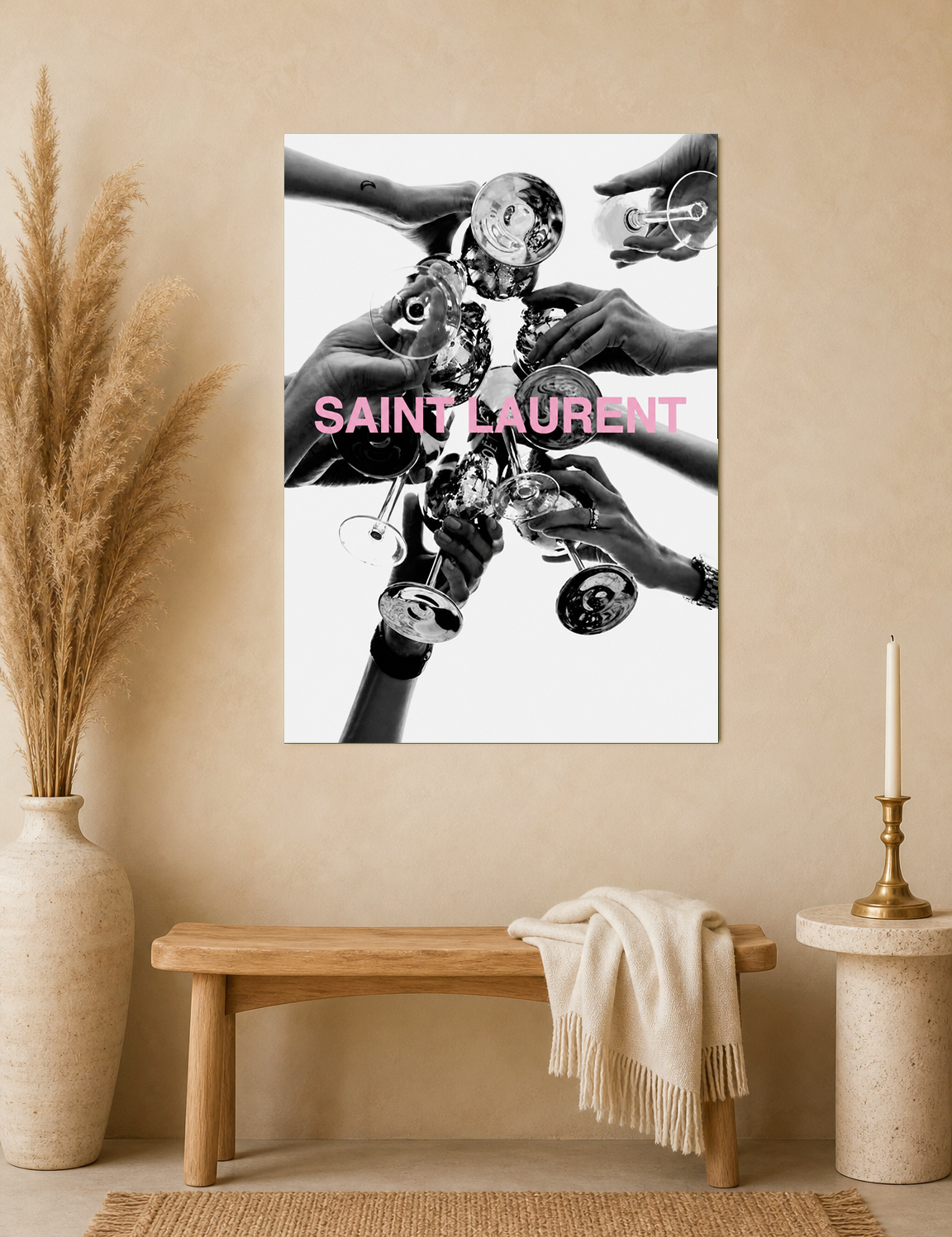 Saint Laurent Champagne Toast Wall Art Print - unframed mockup