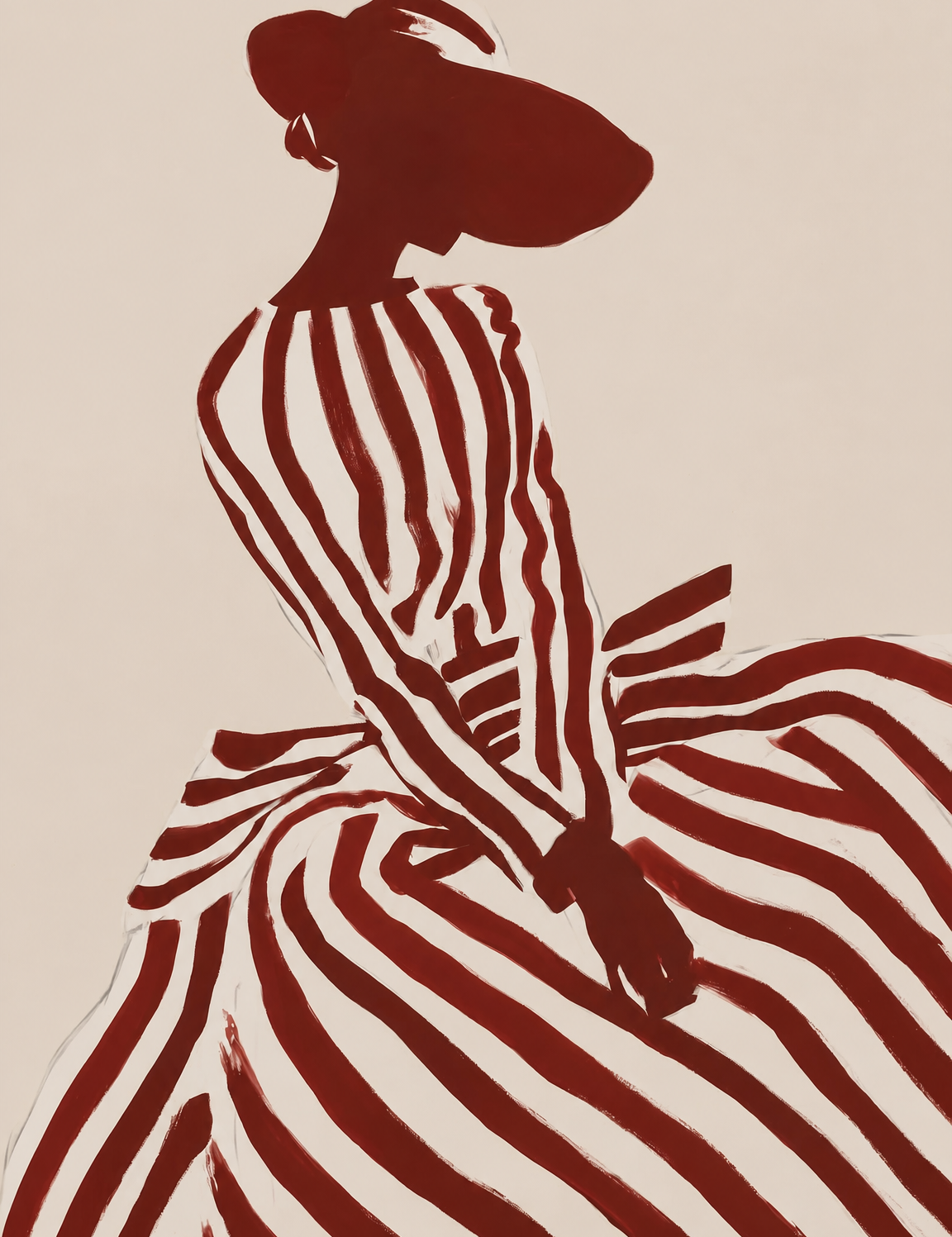 Striped Silhouette Fashion Wall Art Print - unframed
