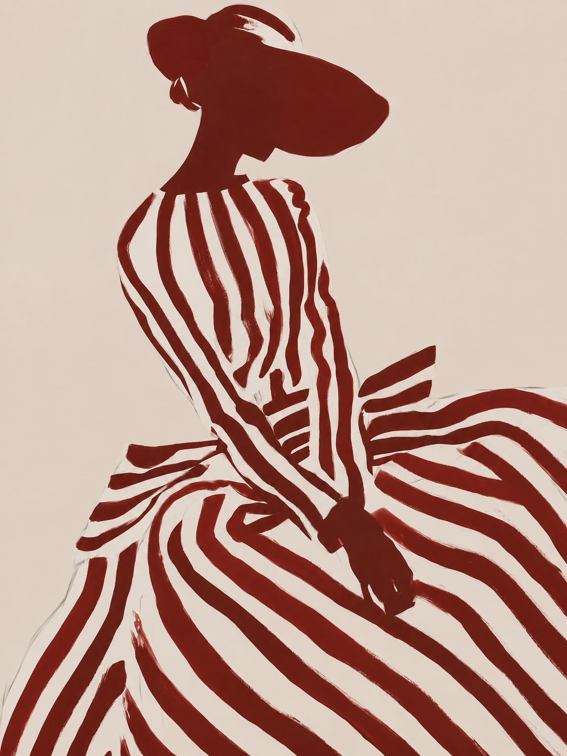 Striped Silhouette Fashion Wall Art Print - unframed