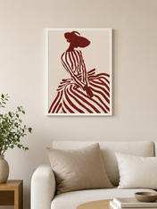 Striped Silhouette Fashion Wall Art Print - white framed