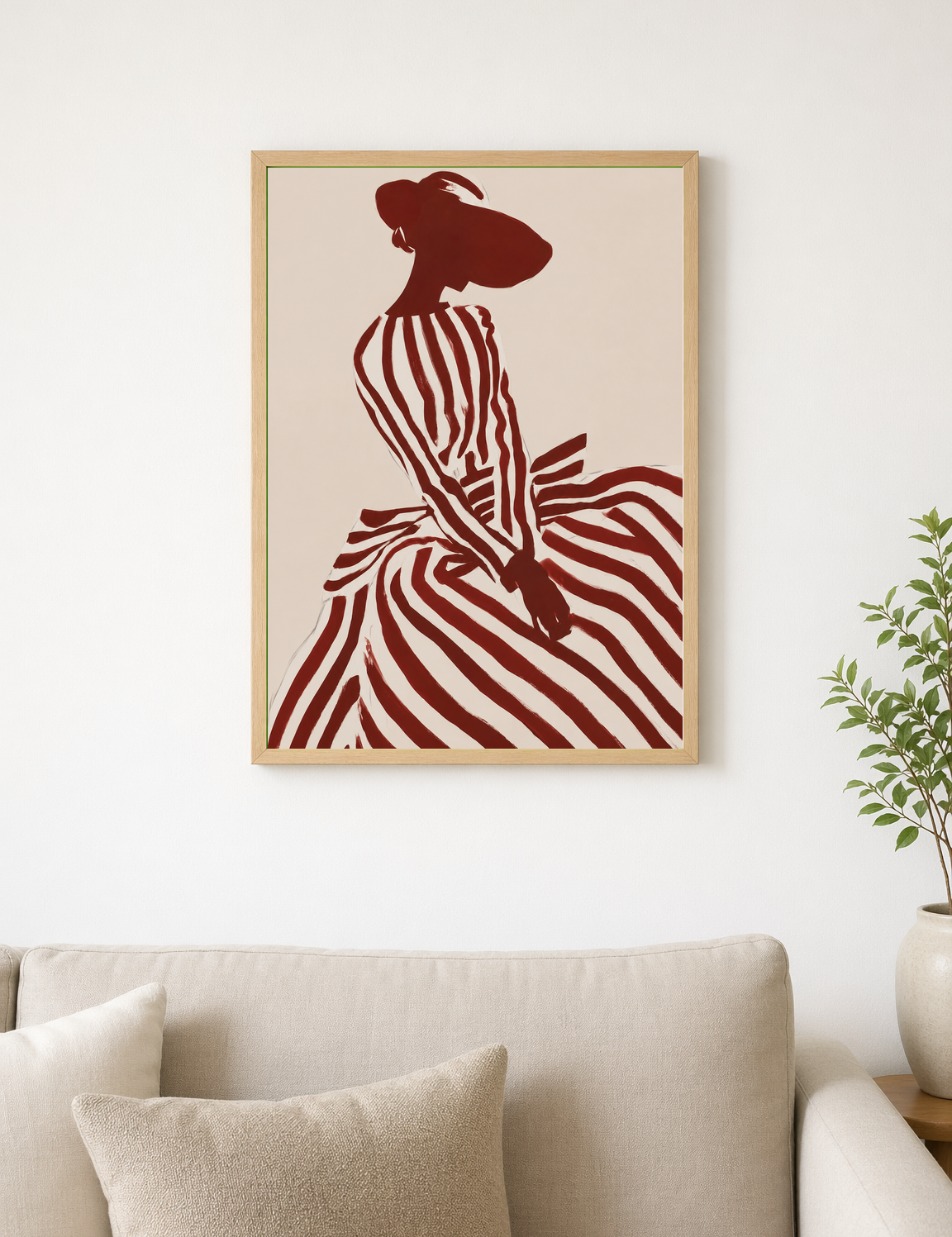 Striped Silhouette Fashion Wall Art Print - wood framed poster