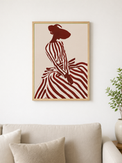 Striped Silhouette Fashion Wall Art Print - wood framed poster