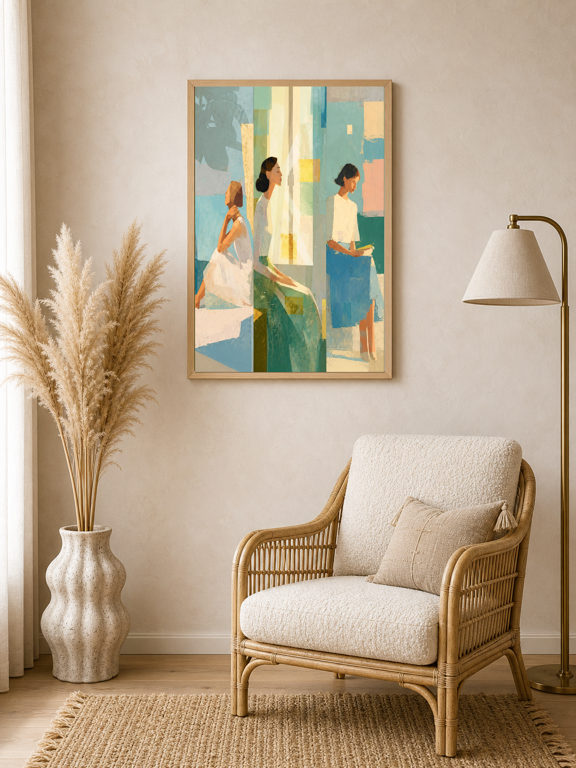 Modern Abstract Women Wall Art Print - wood framed poster