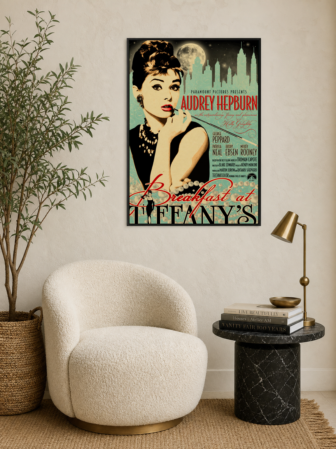 Breakfast at Tiffany's Vintage Wall Art Print - black framed