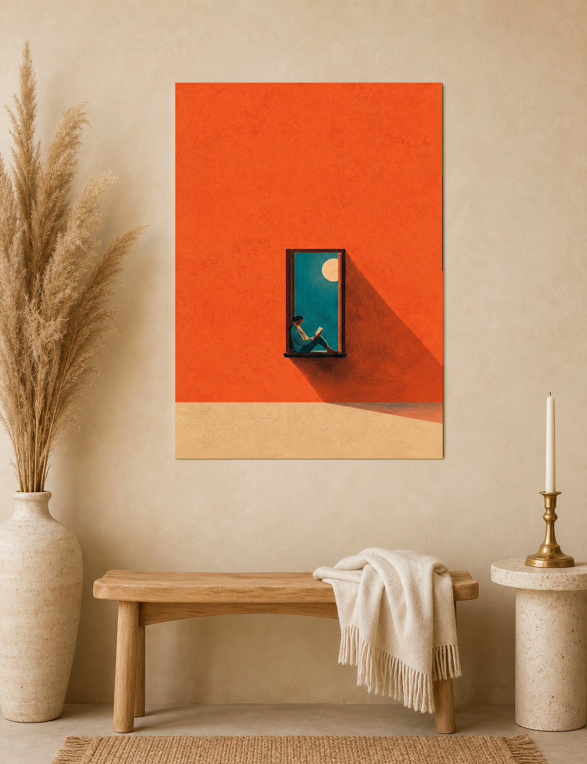 Minimalist Reader in Window Wall Art Print - unframed mockup