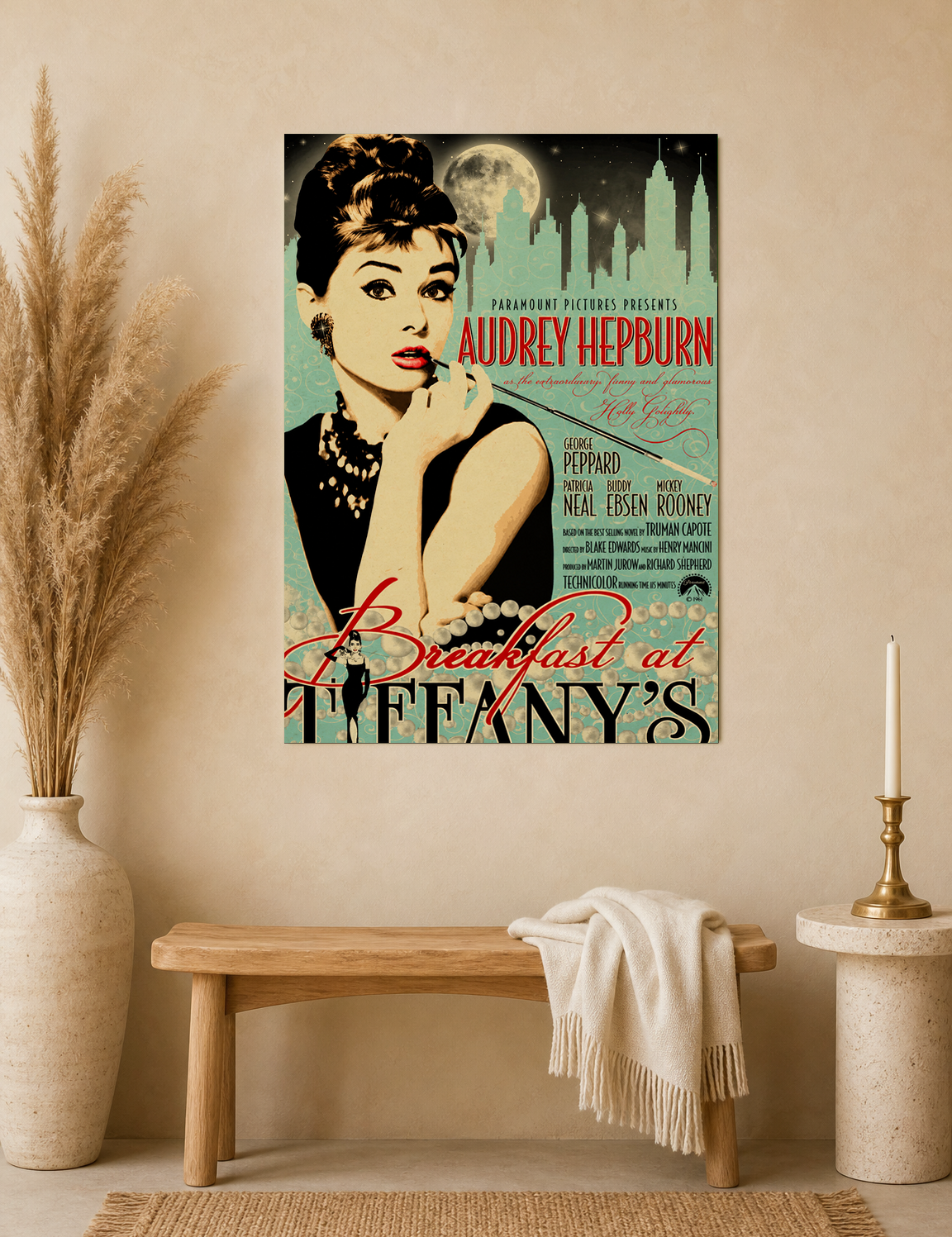 Breakfast at Tiffany's Vintage Wall Art Print - unframed mockup