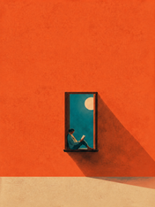 Minimalist Reader in Window Wall Art Print - unframed