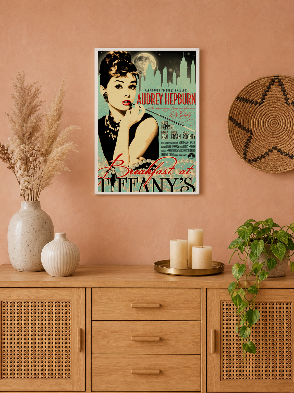 Breakfast at Tiffany's Vintage Wall Art Print - white framed