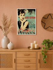 Breakfast at Tiffany's Vintage Wall Art Print - white framed