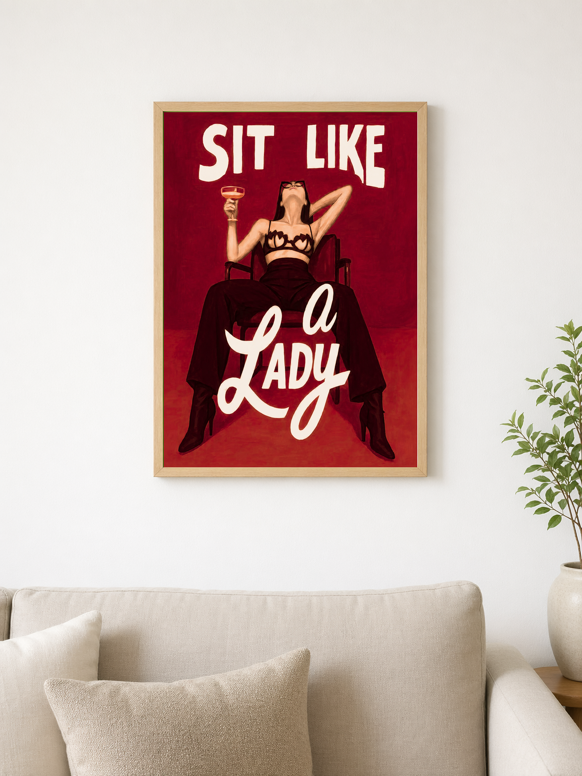 Sit Like a Lady Feminist Wall Art Print - wood framed poster
