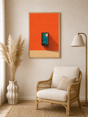 Minimalist Reader in Window Wall Art Print - wood framed poster