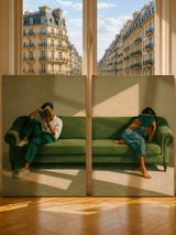 Paris Green Sofa Reading Wall Art Print