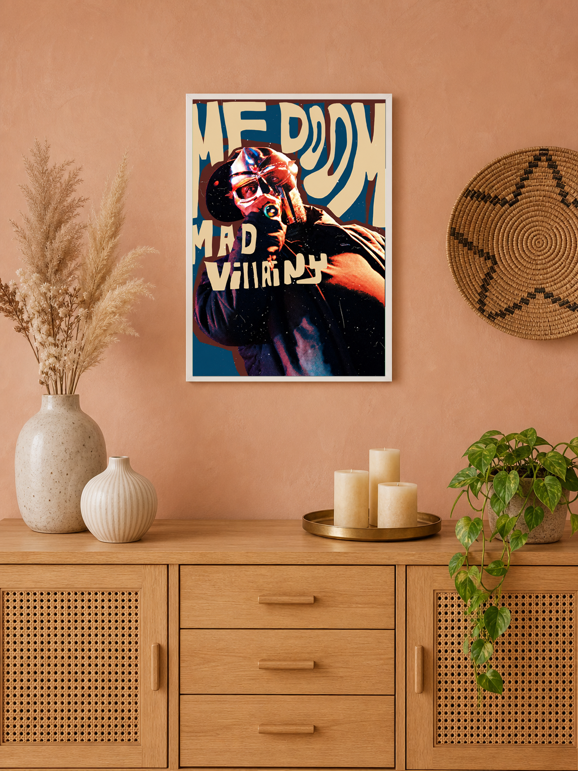 MF DOOM Madvillainy Rap Poster Wall Art Print - white framed