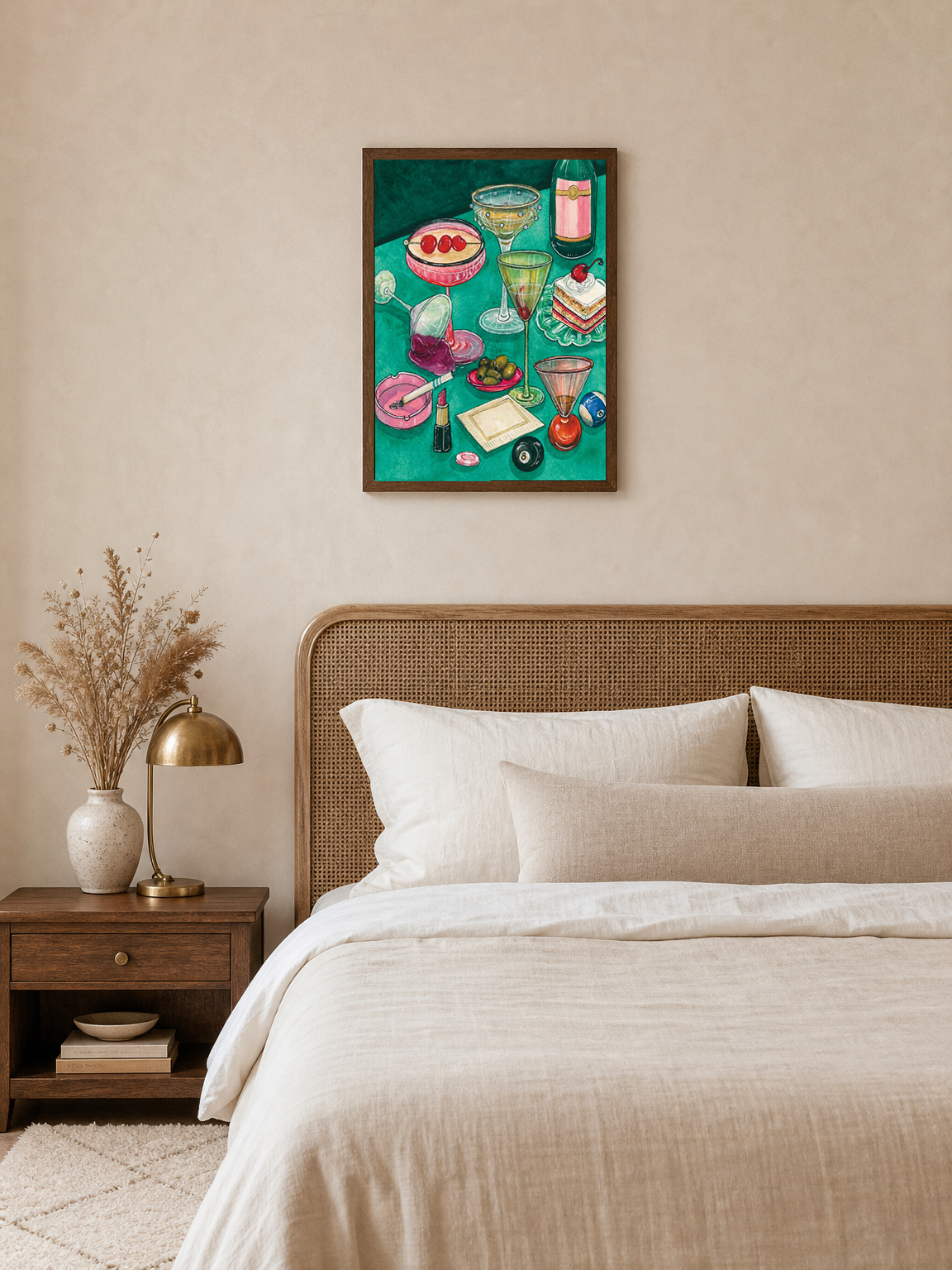 Wall Art Print - dark wood framed