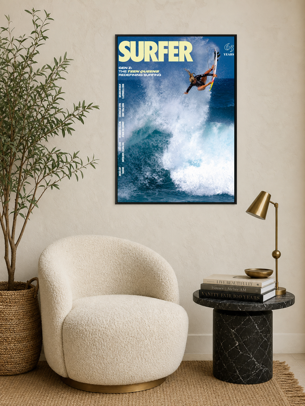 Surfer Magazine Cover Wall Art Print - black framed