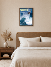 Surfer Magazine Cover Wall Art Print - dark wood framed