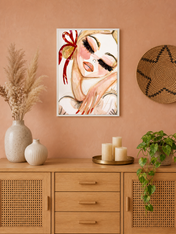 Feminine Portrait Watercolor Wall Art Print - white framed