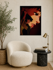 Cinematic Anime Portrait Wall Art Print - black framed