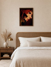 Cinematic Anime Portrait Wall Art Print - dark wood framed
