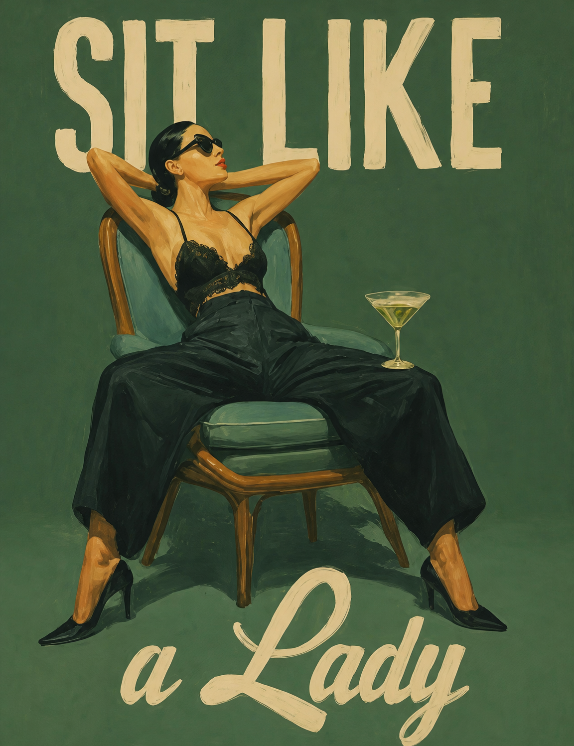 Sit Like a Lady Retro Wall Art Print - unframed