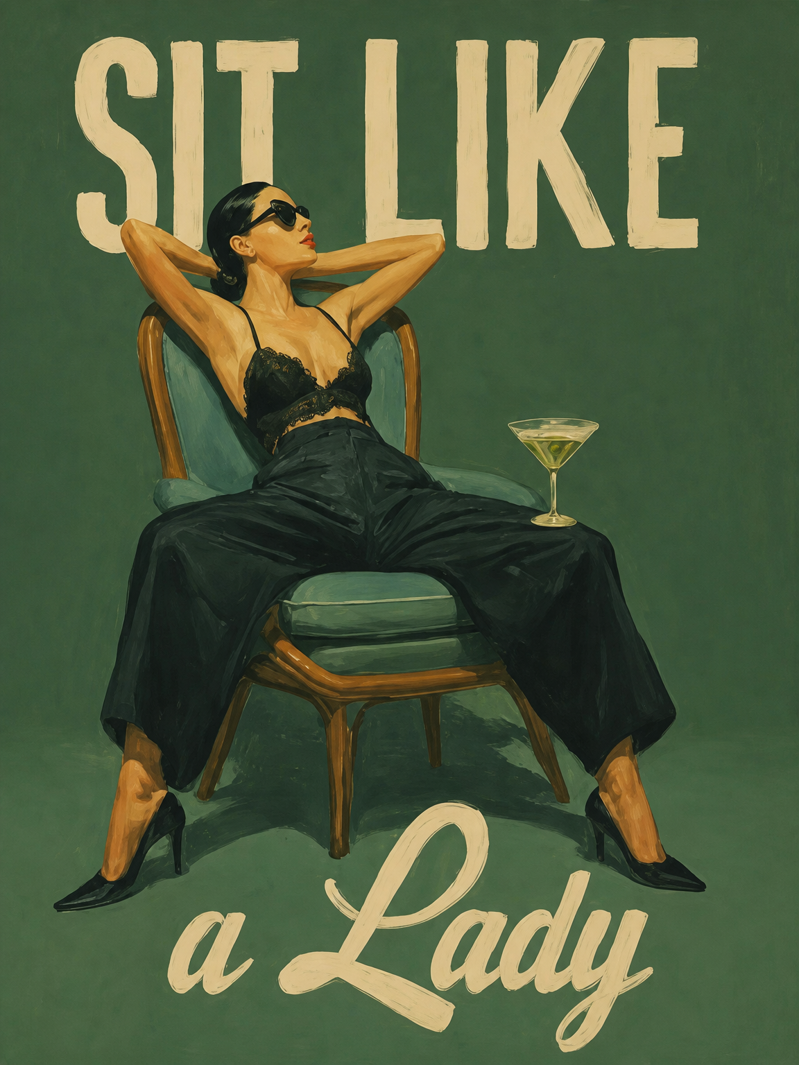 Sit Like a Lady Retro Wall Art Print - unframed