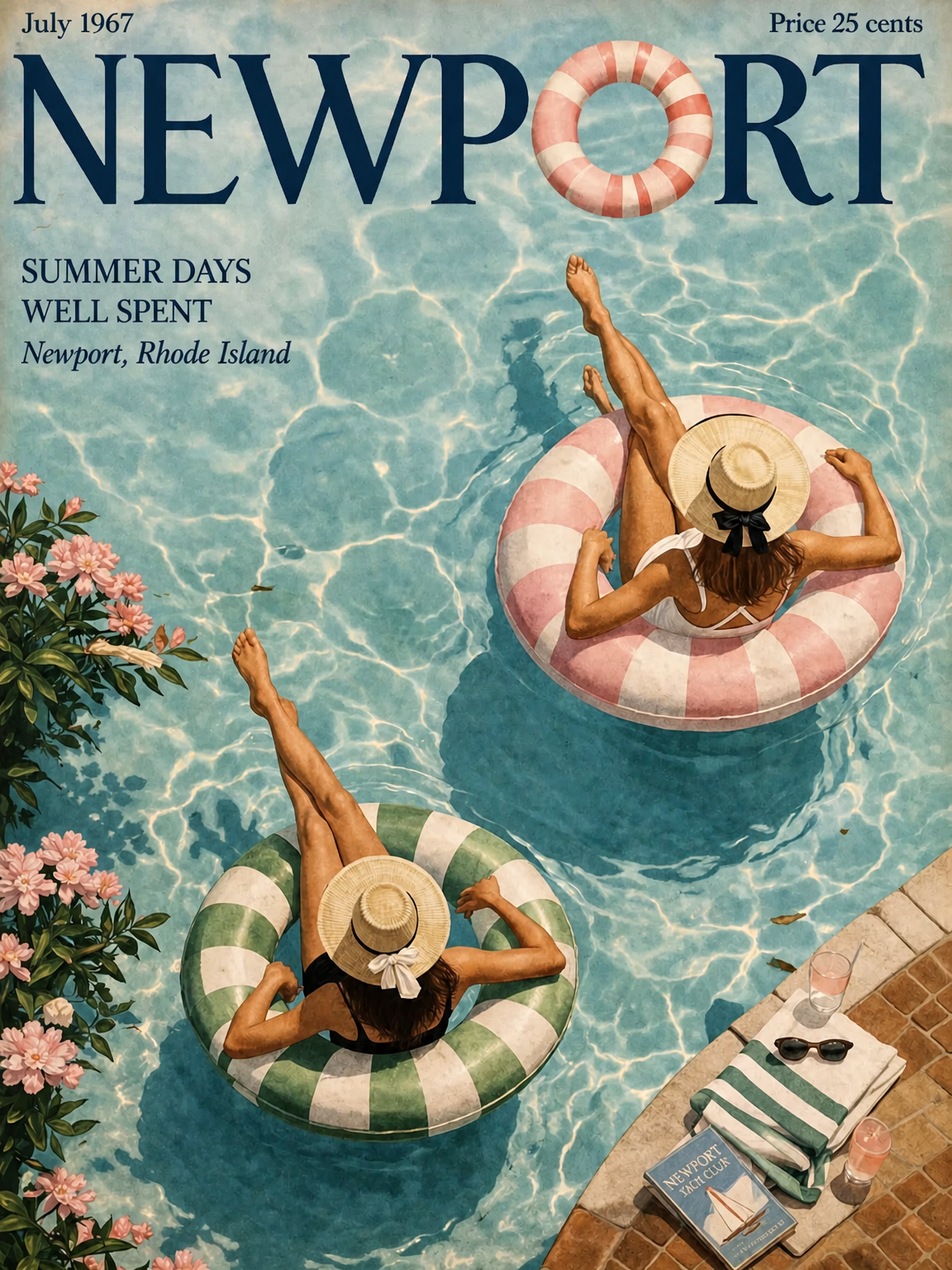 Newport Summer Poolside Wall Art Print - unframed