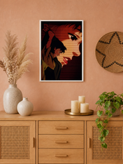 Cinematic Anime Portrait Wall Art Print - white framed