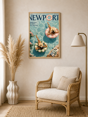 Newport Summer Poolside Wall Art Print - wood framed poster