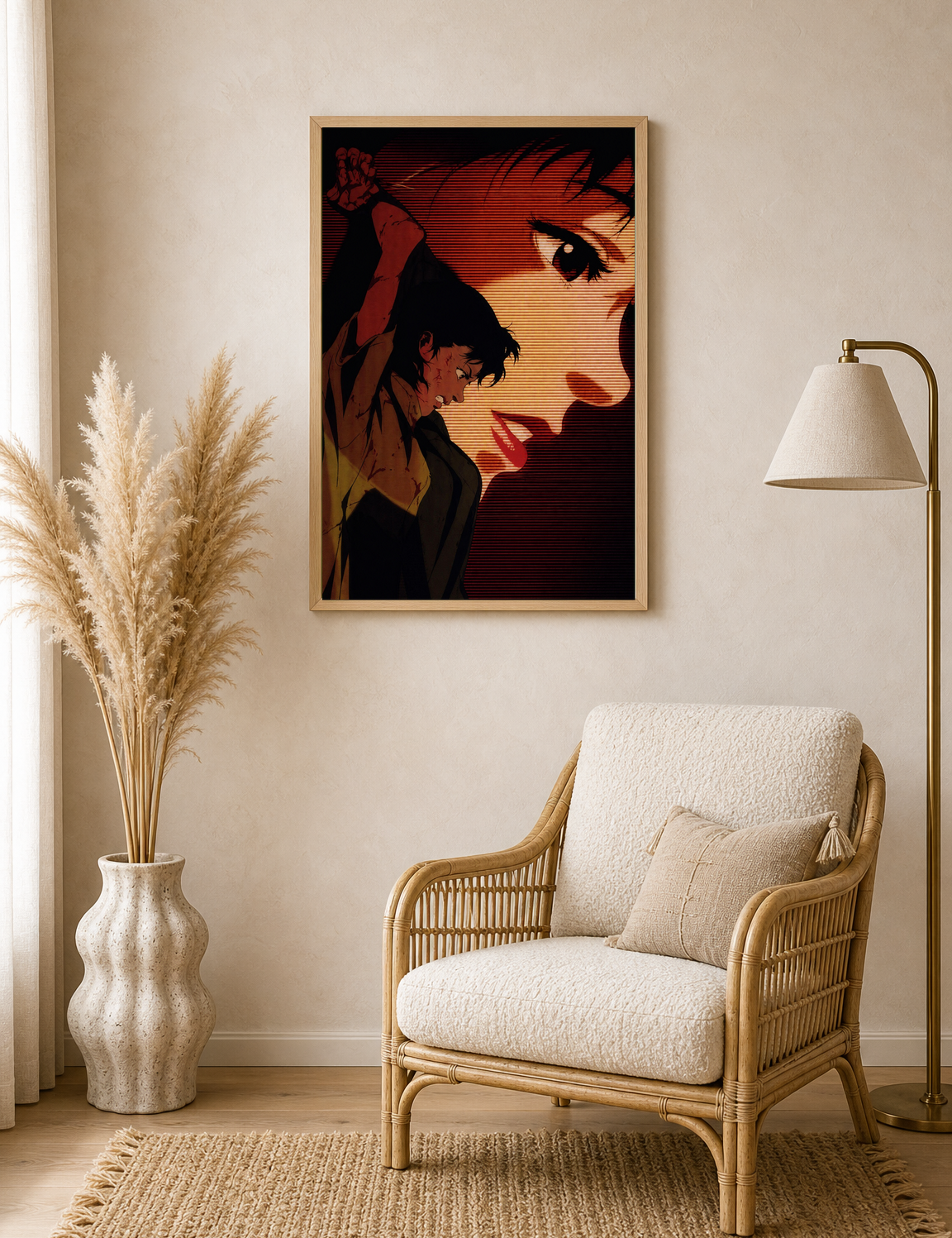 Cinematic Anime Portrait Wall Art Print - wood framed poster