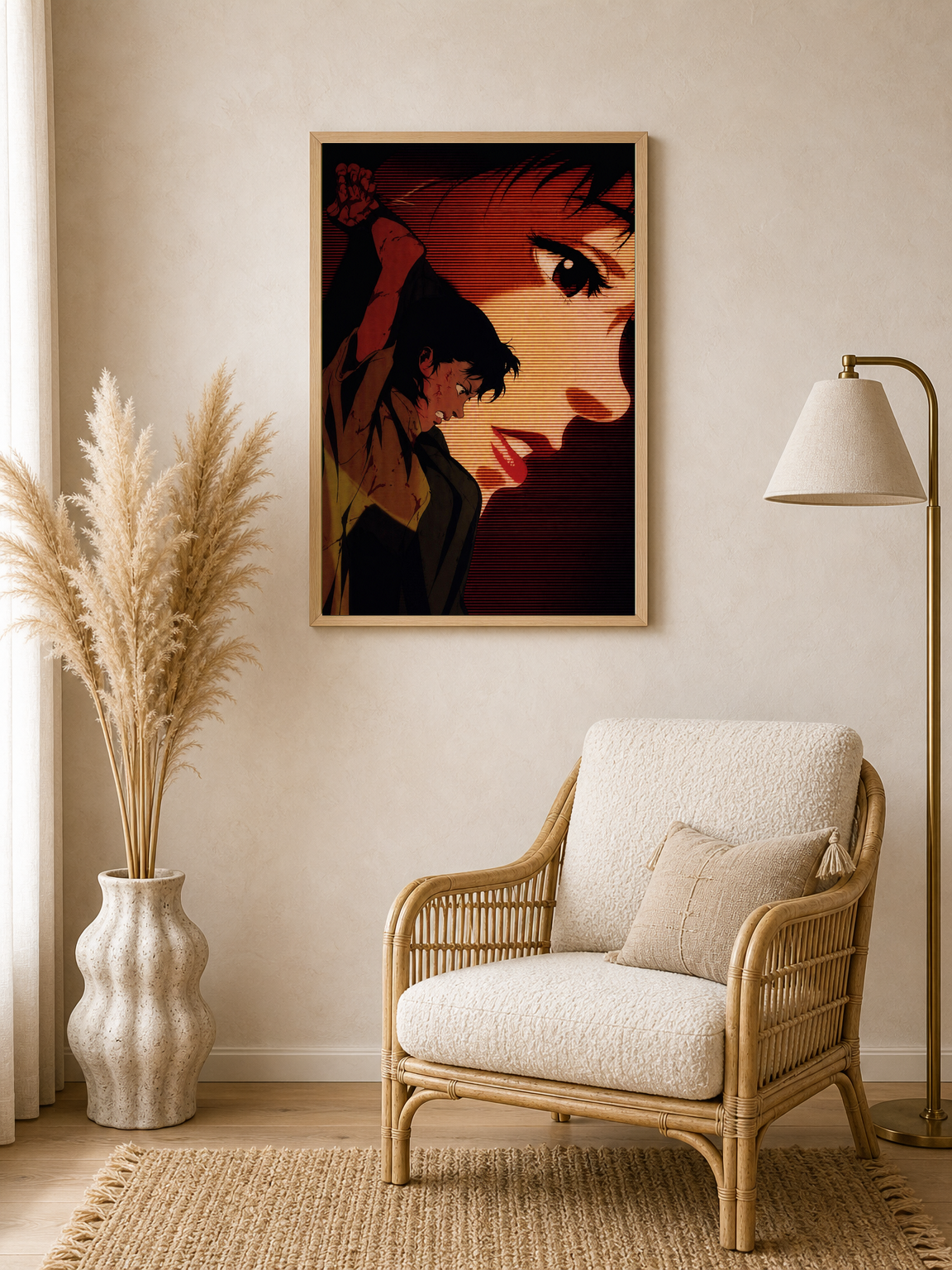 Cinematic Anime Portrait Wall Art Print - wood framed poster