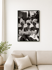 Glamorous Poolside Paris Wall Art Print - black framed