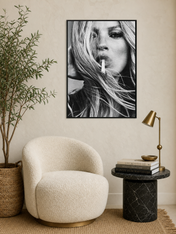 Edgy Black and White Portrait Wall Art Print - black framed