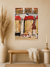 Chic Parisian Dog Walker Wall Art Print - unframed mockup