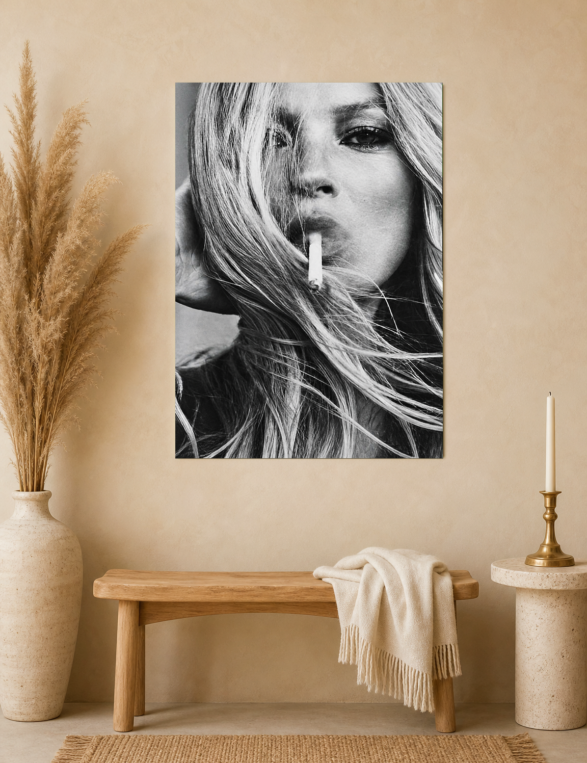 Edgy Black and White Portrait Wall Art Print - unframed mockup