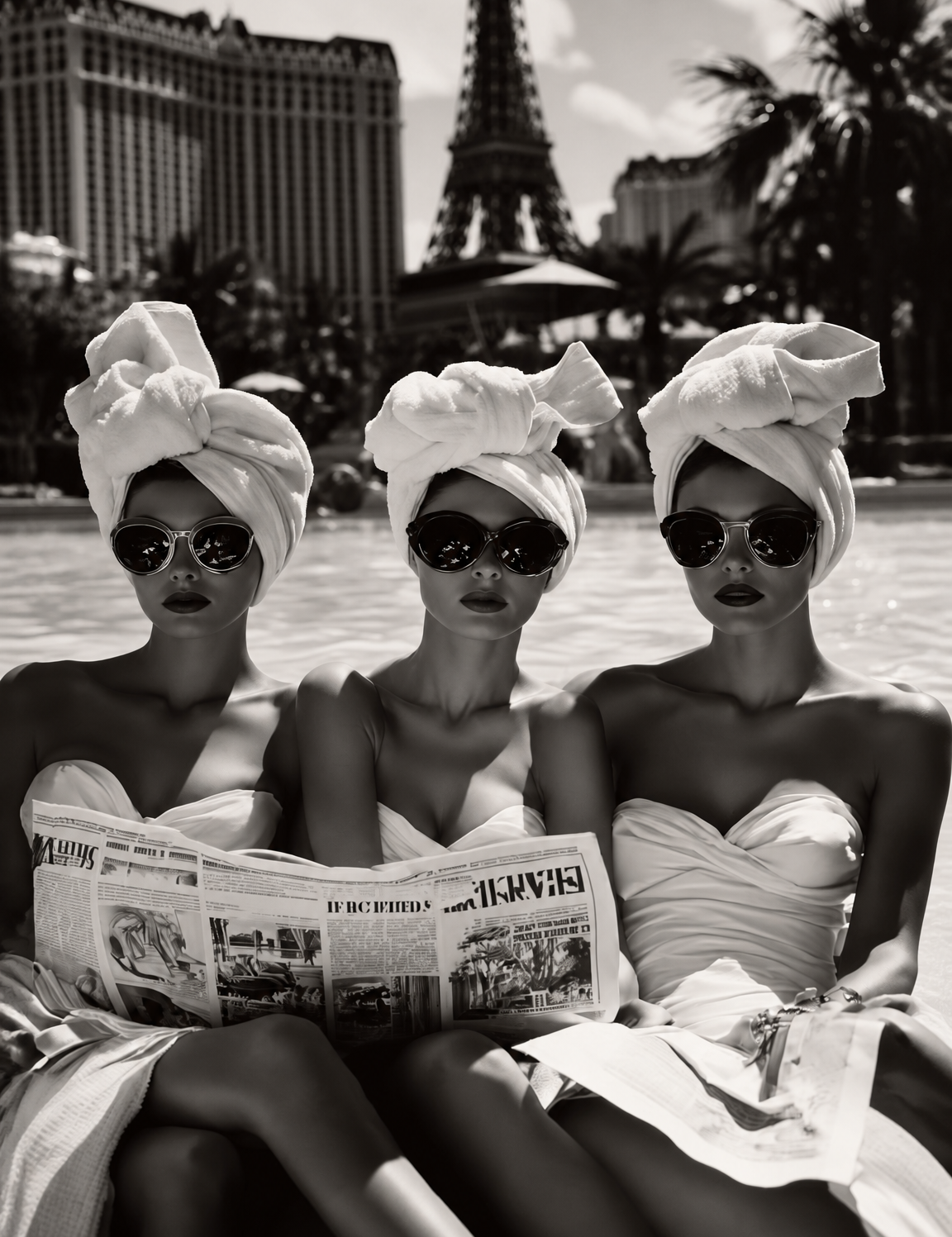 Glamorous Poolside Paris Wall Art Print - unframed