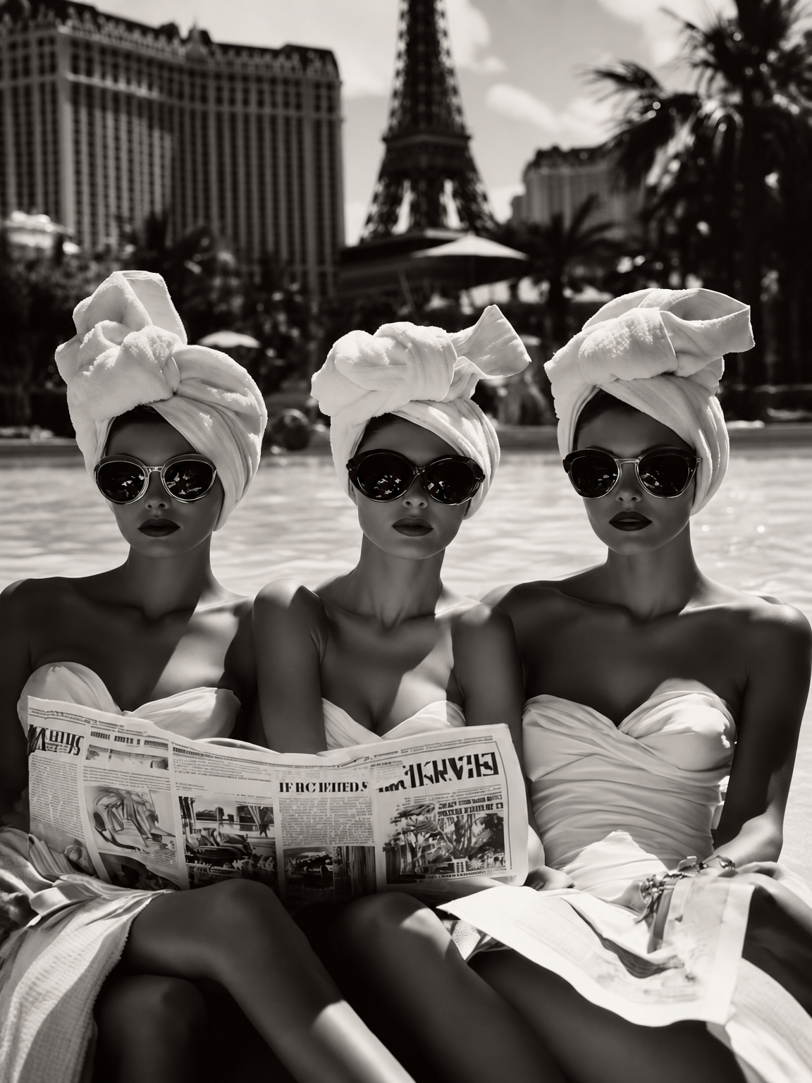 Glamorous Poolside Paris Wall Art Print - unframed