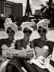 Glamorous Poolside Paris Wall Art Print - unframed