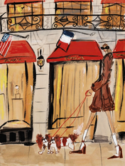 Chic Parisian Dog Walker Wall Art Print - unframed
