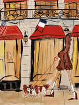 Chic Parisian Dog Walker Wall Art Print