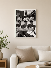 Glamorous Poolside Paris Wall Art Print - white framed