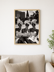 Glamorous Poolside Paris Wall Art Print - wood framed poster
