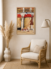 Chic Parisian Dog Walker Wall Art Print - wood framed poster