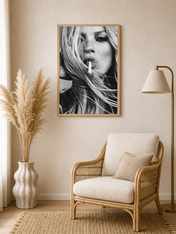Edgy Black and White Portrait Wall Art Print - wood framed poster