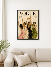 Vogue Dancing Ladies Wall Art Print - black framed