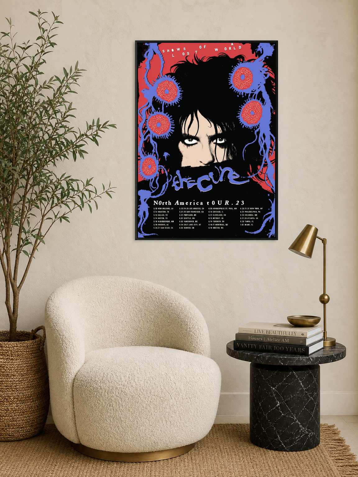 The Cure Concert Poster Wall Art Print - black framed