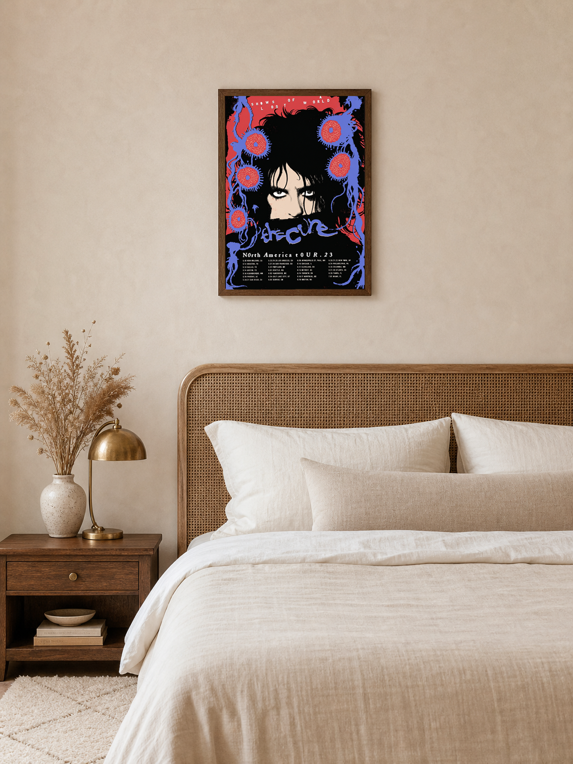 The Cure Concert Poster Wall Art Print - dark wood framed