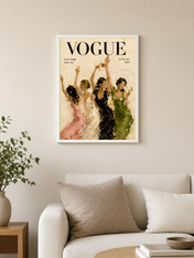 Vogue Dancing Ladies Wall Art Print - white framed