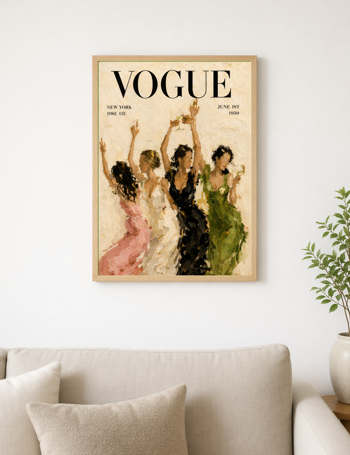 Vogue Dancing Ladies Wall Art Print - wood framed poster